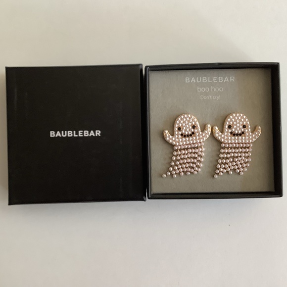 BaubleBar Halloween Ghost Faux Pearl Earrings New In Box - Picture 2 of 2
